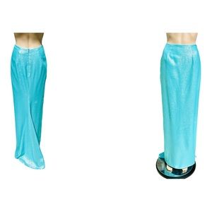 David Meister aqua blue long skirt with shimmer and train; mermaid worthy:)